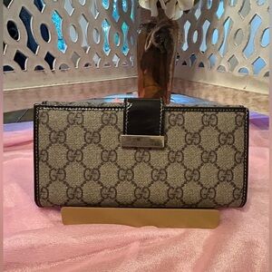 Gucci Brown and Tan Wallet with Iconic Monogram